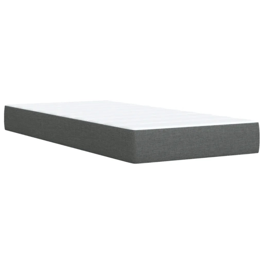 Letto a Molle con Materasso Grigio Scuro Singolo in Tessuto
