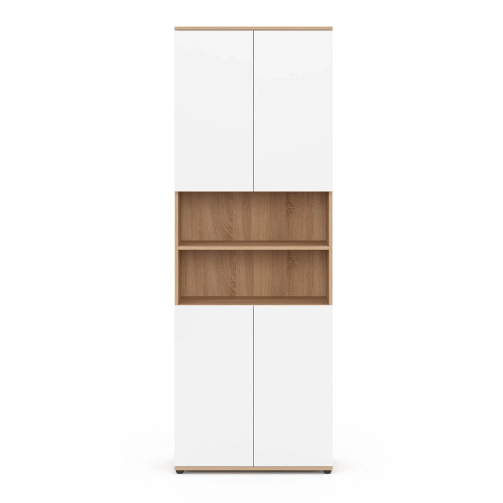 IDMarket - Mobile bagno TOMI a 4 ante e 2 nicchie in faggio bianco