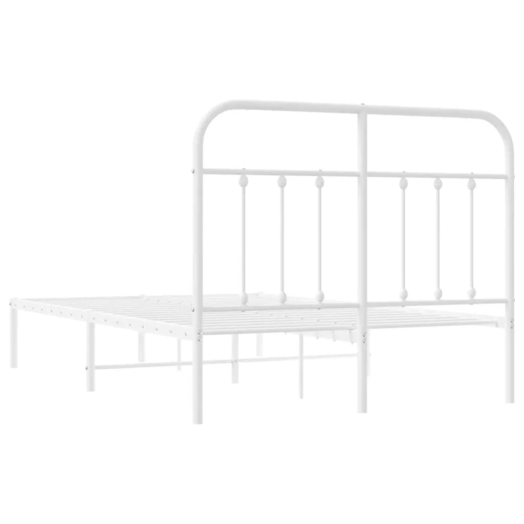 Giroletto con Testiera-Struttura Letto con testiera Metallo Bianco 120x190 cm 810641