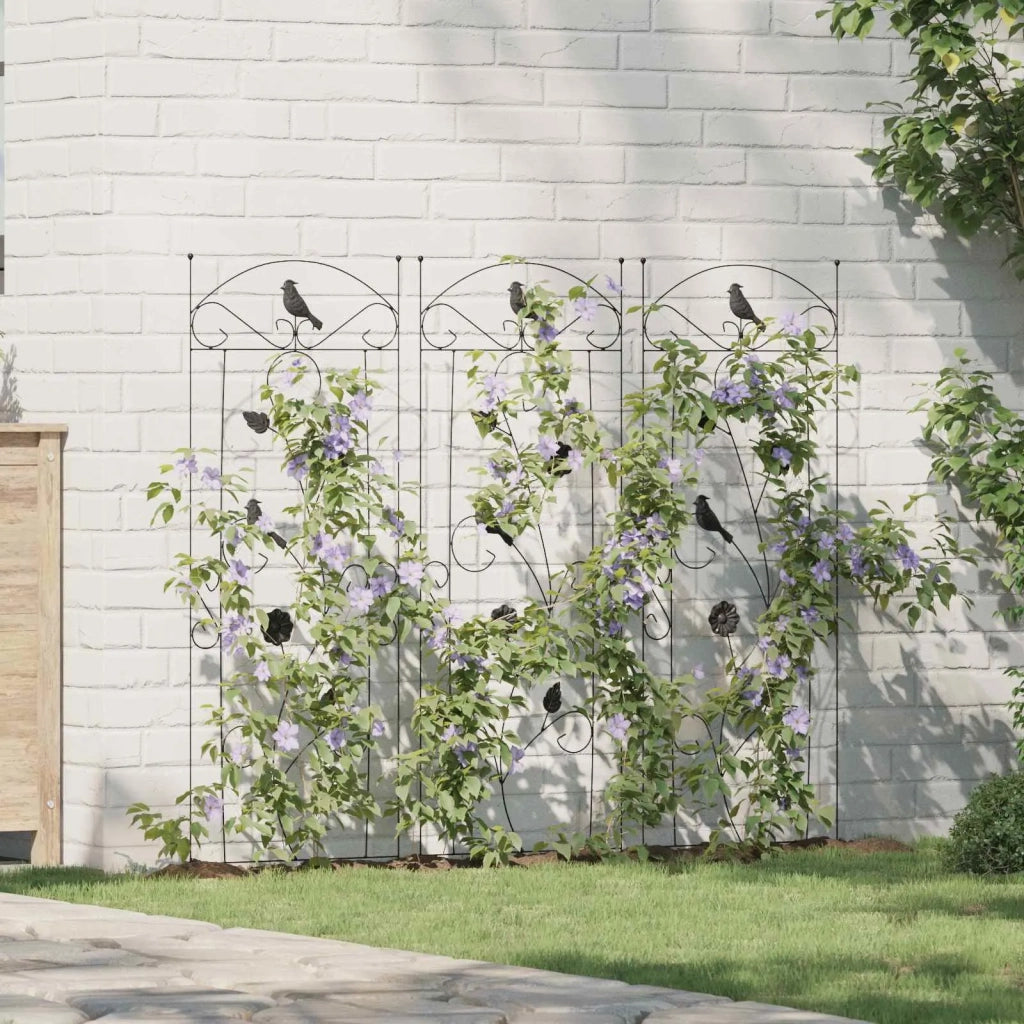 Recinzione per Giardino 3 pcs Nero 110 x 40 cm Acciaio