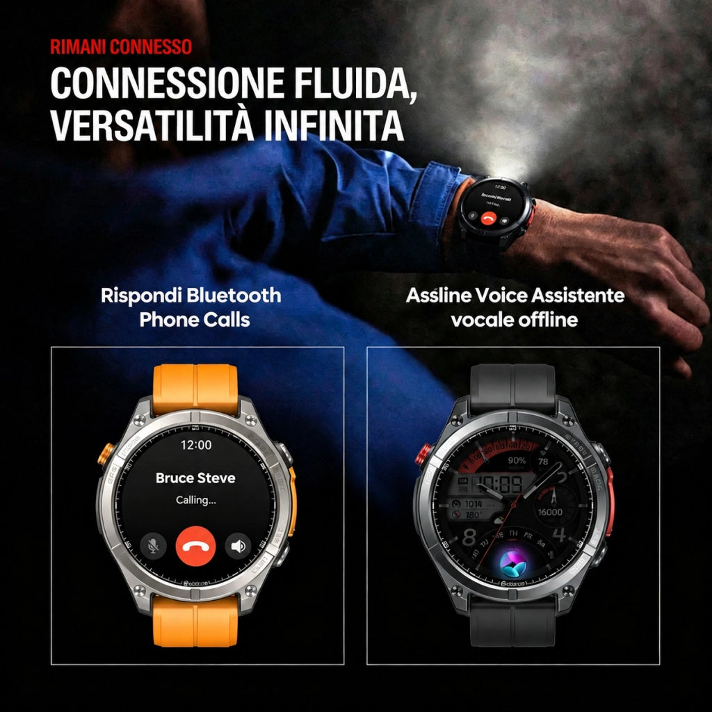 Smartwatch Orologio Intelligente HD-GPS con 6 sistemi satellitari; impermeabile 5 ATM-170 modalità sportive; monitoraggio della salute 24 ore su 24 - nero