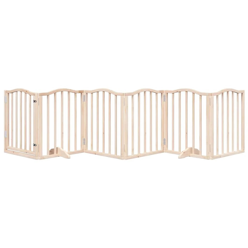 Cancelletto di sicurezza per cani con 6 pannelli in legno di pioppo marrone 02_0023325