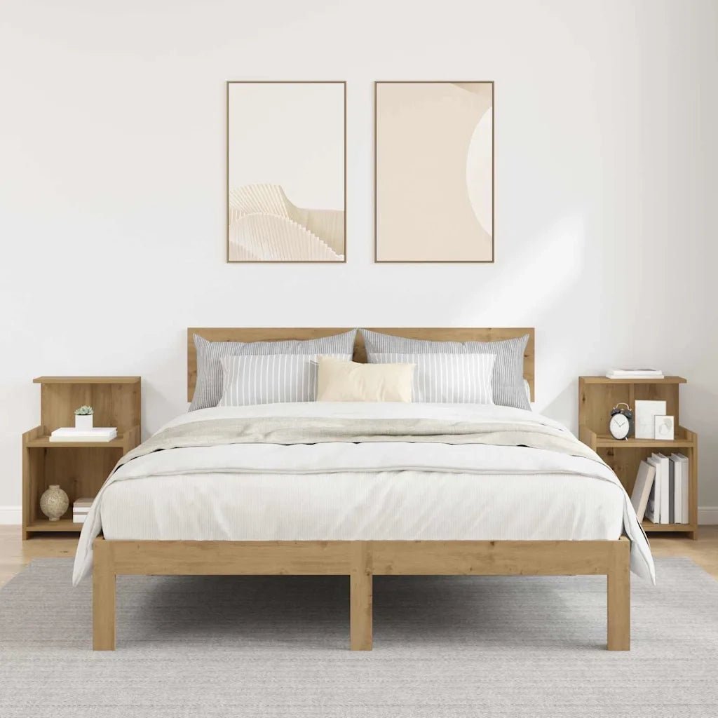 Set di 2 Comodini | Armadio da Notte | Mobiletto da notte Rovere artigianale 40 x 35 x 60 cm