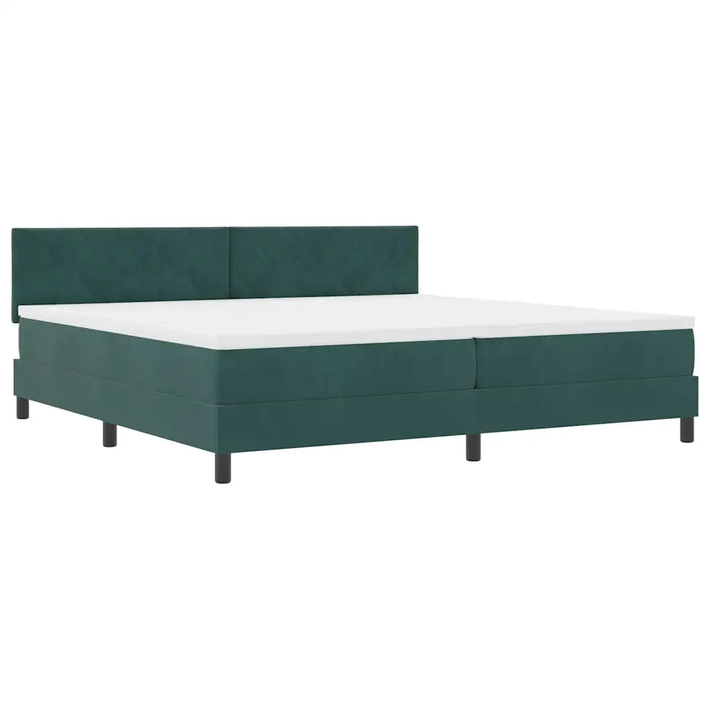 Letto a molle con materasso Verde Scuro 200 x 200 cm Velluto 3339263