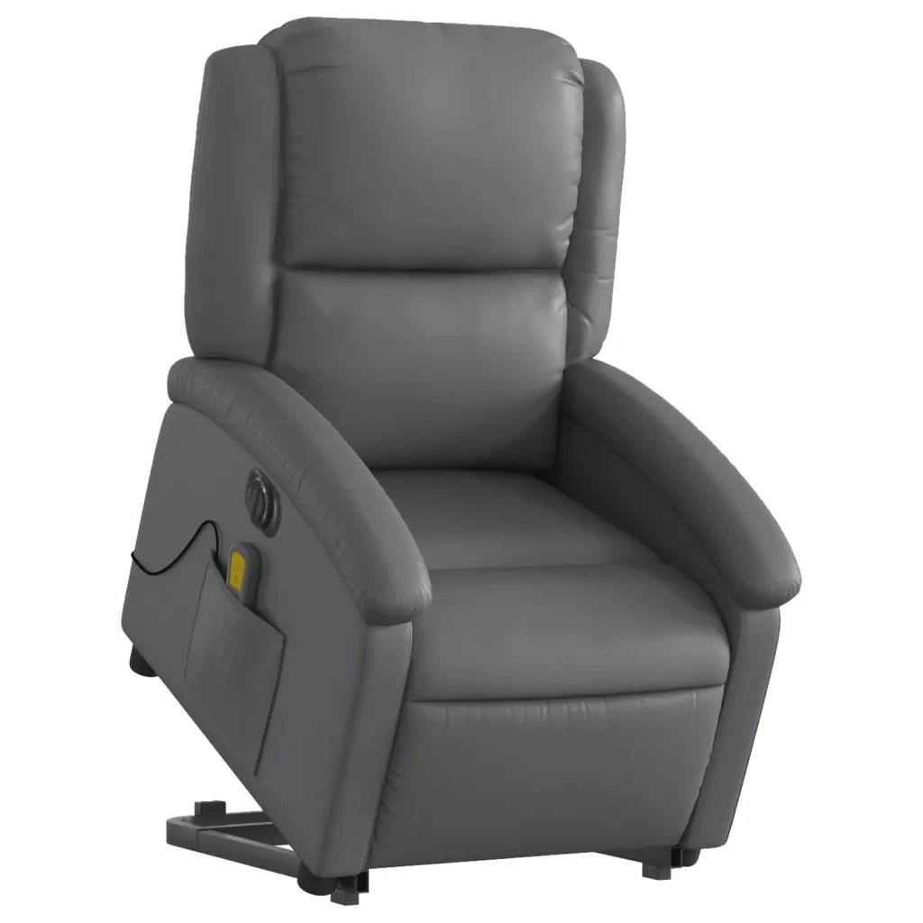 Poltrona Alzapersona Elettrica Reclinabile Grigio in Similpelle 3204250