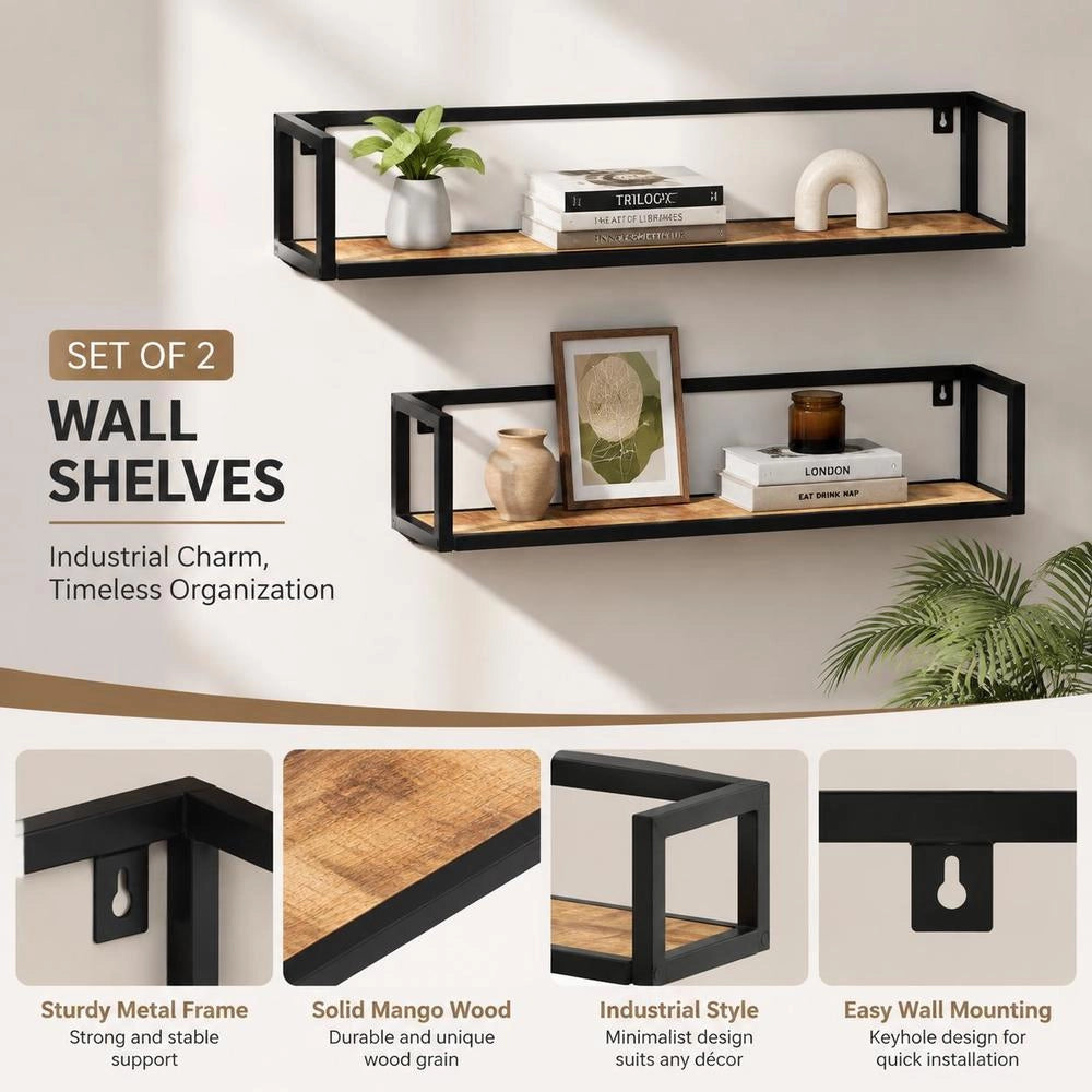 Wall Shelves 2 Pcs 120 Cm Rough Mango Wood