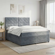Letto Box Spring LED con Materasso Grigio Scuro 160 x 200 cm 3456108