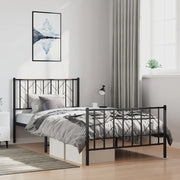 Giroletto con Testiera e Pediera Metallo Nero 100x200 cmcod mxl 109610