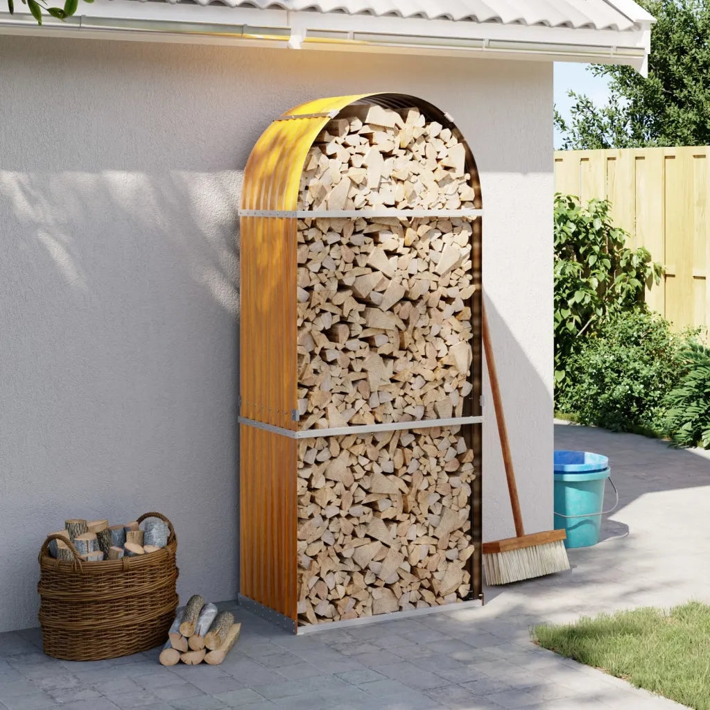 Portaceppi Effetto Legno 80x45x190 cm in Acciaio Zincato 364580