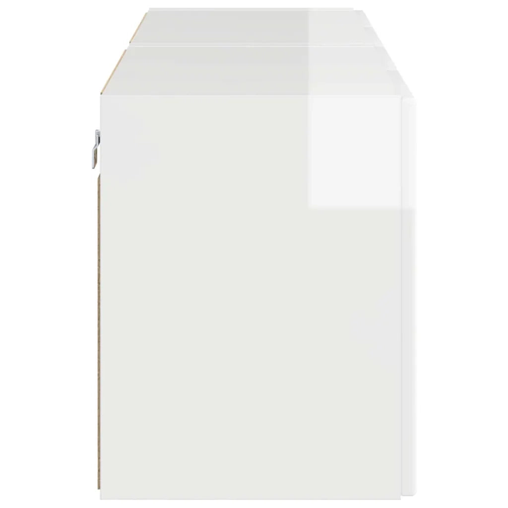 Mobile TV da parete 2 pz-Set di 2 Mobile TV a Muro-Credenza TV Bianco Lucido 59,5 x 31 x 40 cm