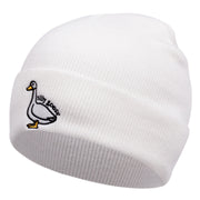 Cappelli invernali caldi lavorati a maglia con ricamo Silly Goose, colore bianco.