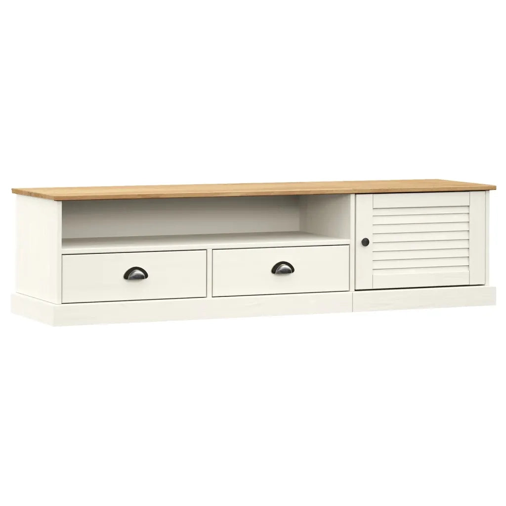 Mobile Porta TV-Credenza per TV VIGO Bianco 156x40x40 cm Legno Massello di Pino
