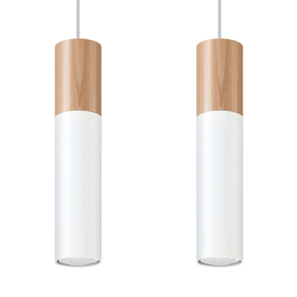 Lampada sospensione MARCOS 2 bianca legno Pure Lume