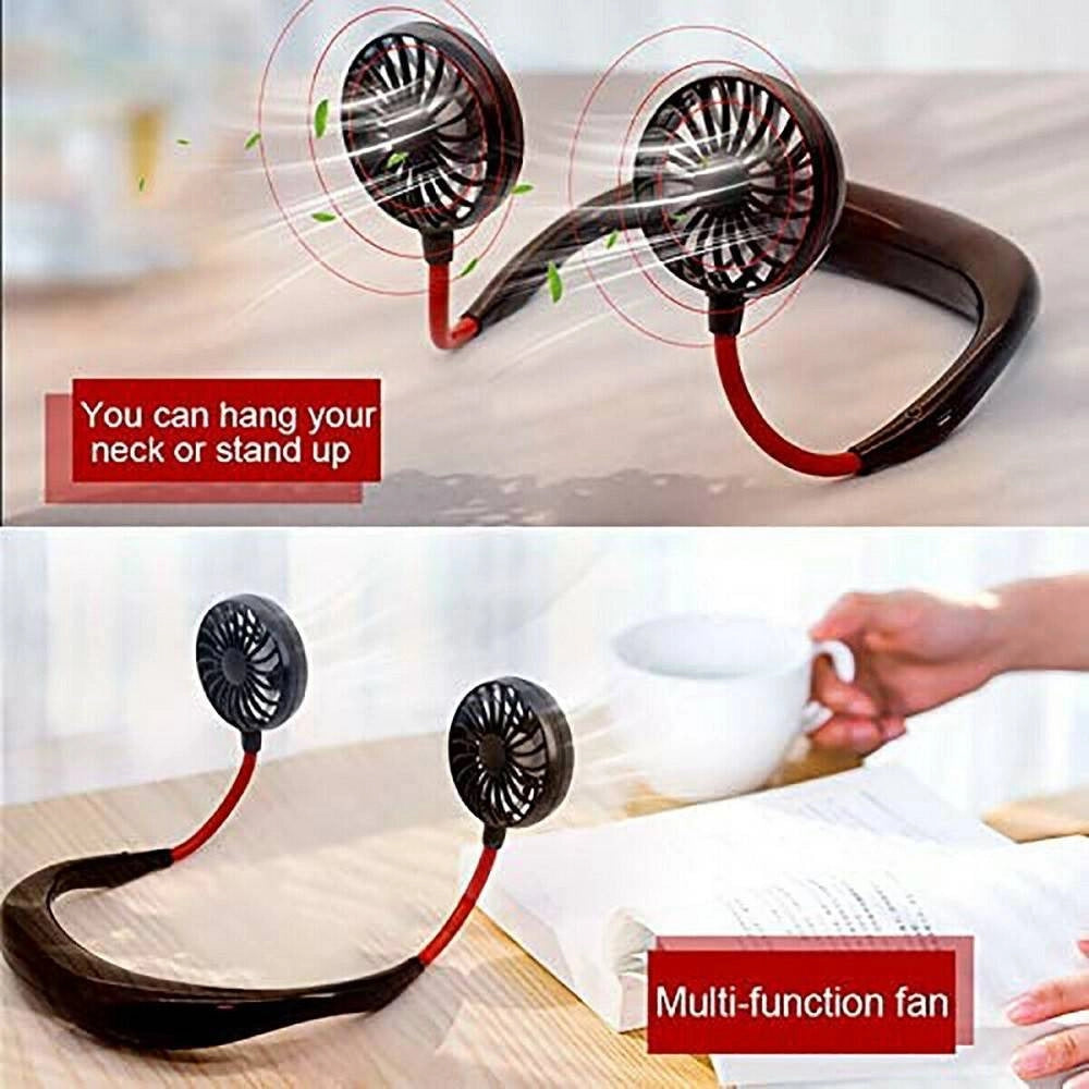 Trade Shop - Doppio Ventilatore Portatile Usb Sport Ricaricabile Aromaterapia Led Profumo -