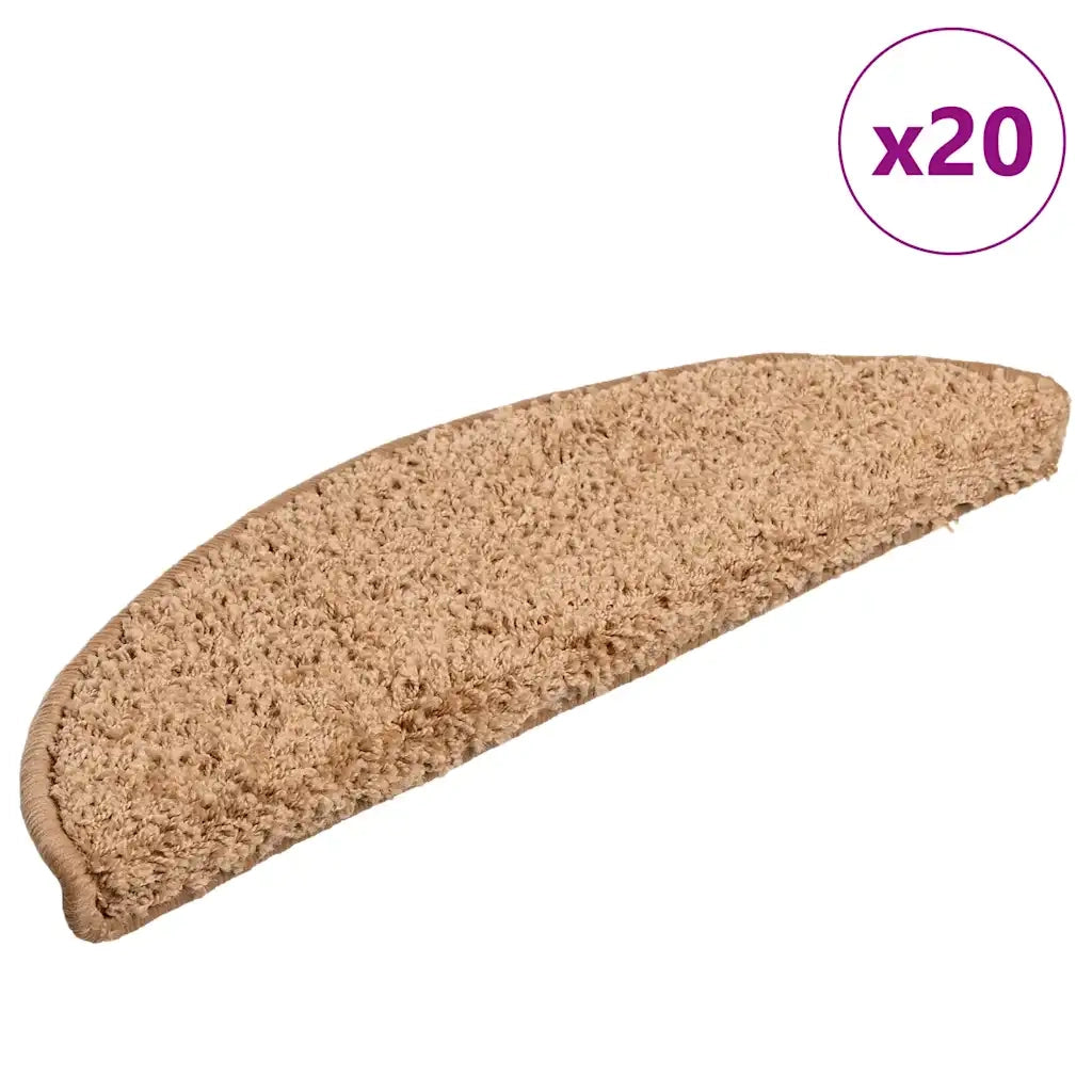 Tappetini per scale 20 pz | Gradini per Scale 56x17x3 cm Beige Semicircolari