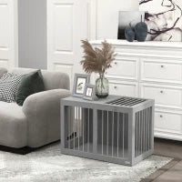 Gabbia per Cani, Gabbia da Trasporto per Cani con 2 Porte Chiudibili, 80 cm x 50 cm x 56.5 cm, Grigio