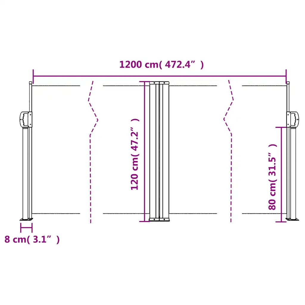 Tenda da Sole | Tenda parasole Laterale Retrattile Nera 120x1200 cm
