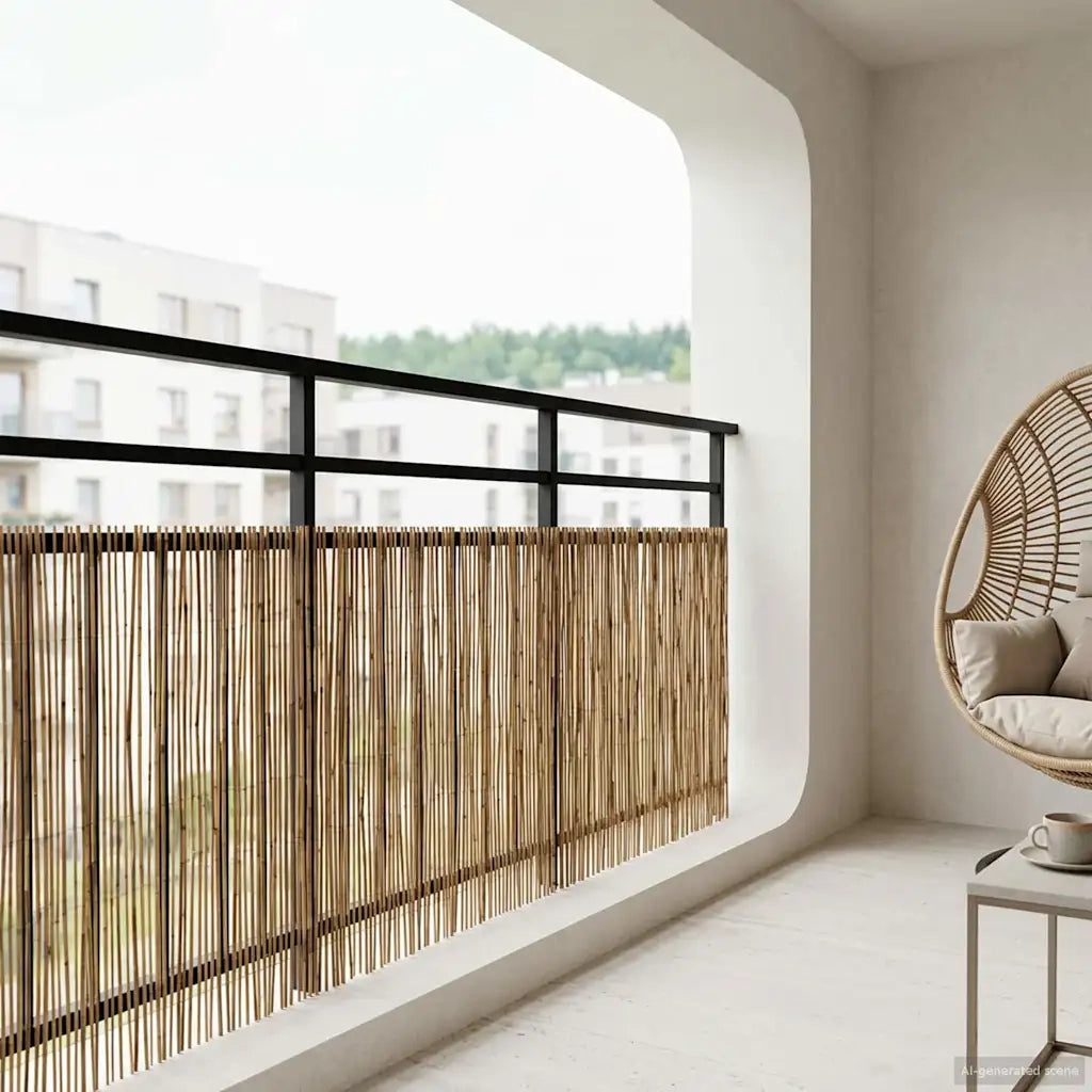 Recinzione per Giardino | Recinzione da cortile Carbonizzato 500 x 90 cm Giunco