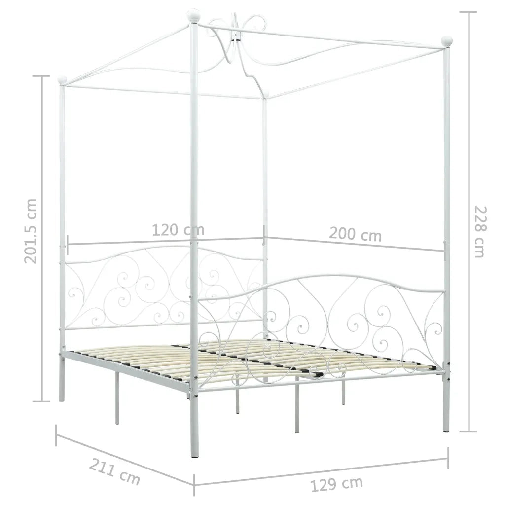 Letto a Baldacchino Bianco in Metallo 120x200 cm cod mxl 61612