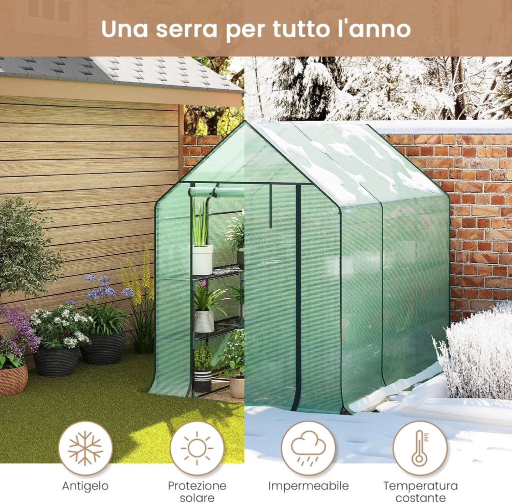 Serra da Giardino con Telo in PE Vivaio per Piante Fiori da Balcone e Terrazzo Verde