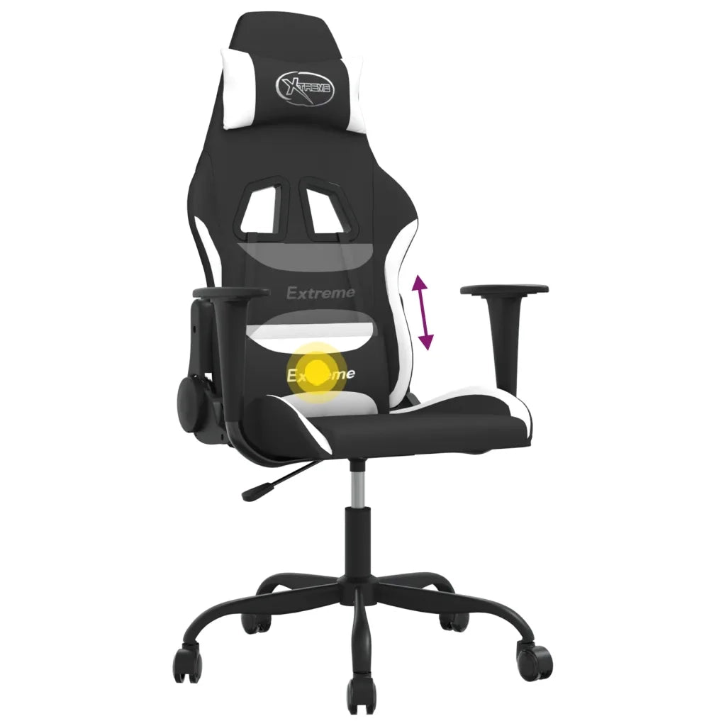 Sedia da Gaming Nero e Bianco in Tessuto cod mxl 77342
