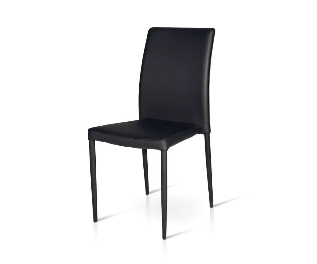 Set 4 sedie moderne in ecopelle nera con struttura in metallo (711) - Mobili 2G