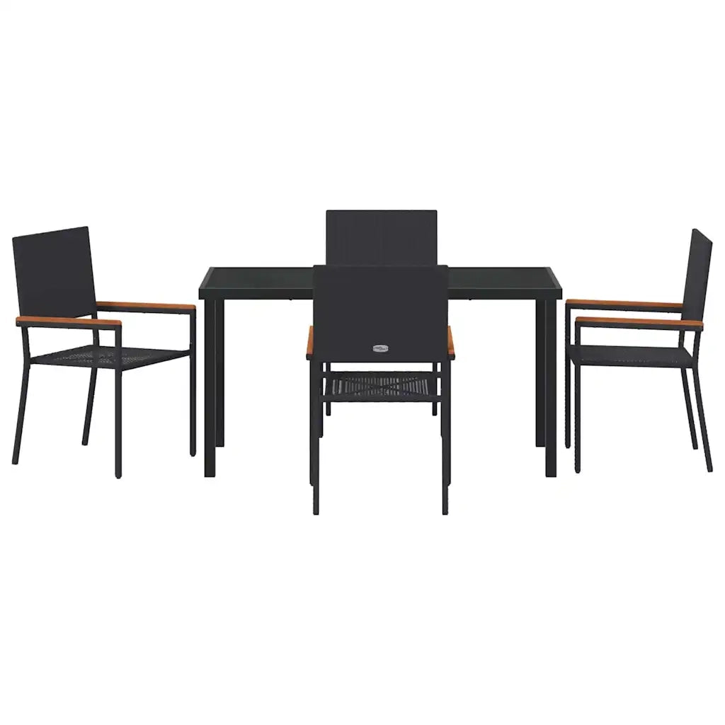 Set da Pranzo per Giardino con cuscino 5 pcs Nero polyrattan 3379704