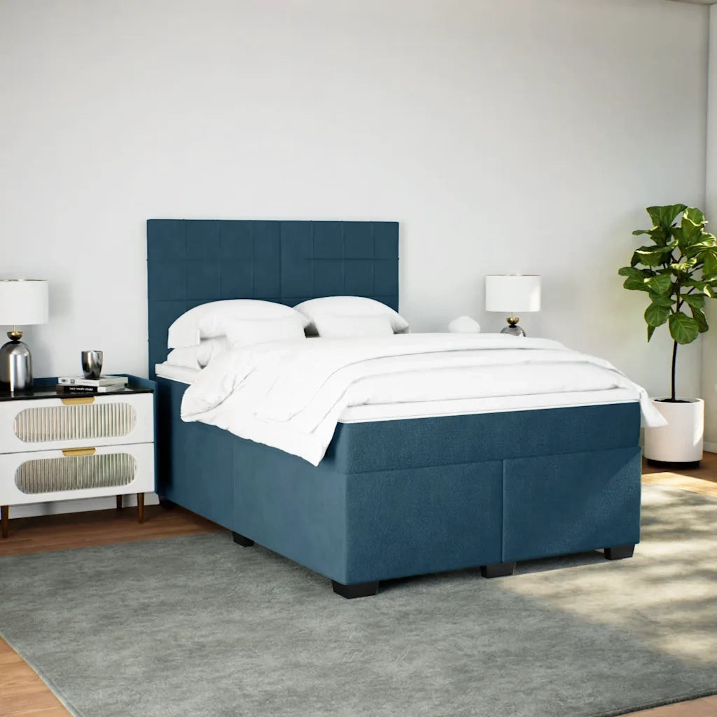 Giroletto a Molle con Materasso Blu 160x200 cm in Velluto