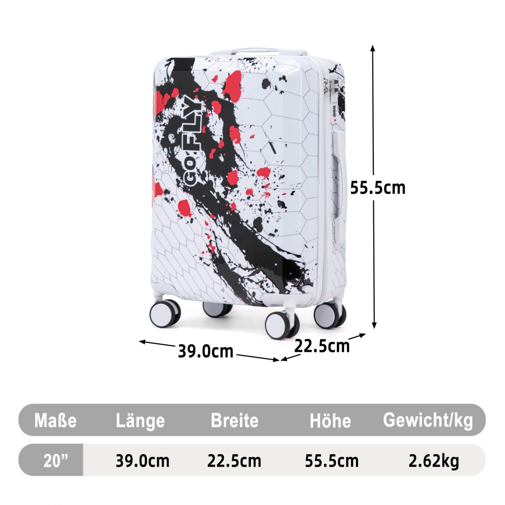 Valigia rigida 20 pollici con ruote spinner 360 gradi e lucchetto a combinazione in PC nera 39 × 23,5 × 56 cm