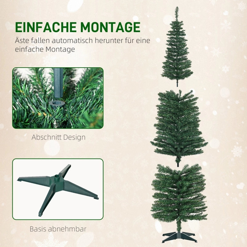 Albero di Natale artificiale, abete artificiale, con stella di Natale e supporto inclusi, 2,1 m, verde