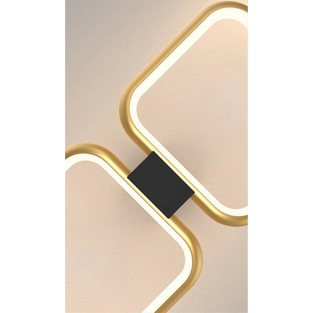 Trade Shop - Plafoniera Led 20watt 2 Quadrati Oro Design Moderno Lampadario Da Soffitto 50575 -