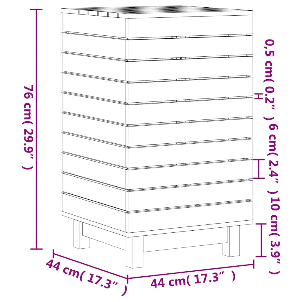 Cesto per Bucato 44x44x76 cm Legno Massello Pino 832321