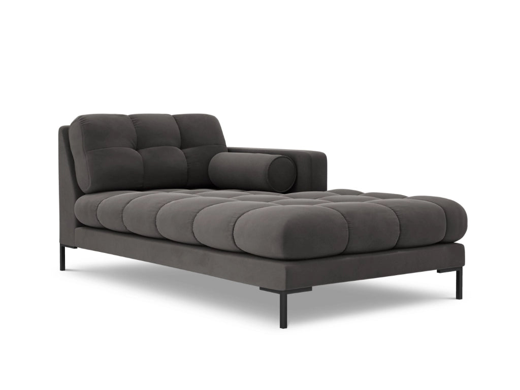 Cosmopolitan Design - Chaise longue destra "Bali" in velluto grigio scuro 