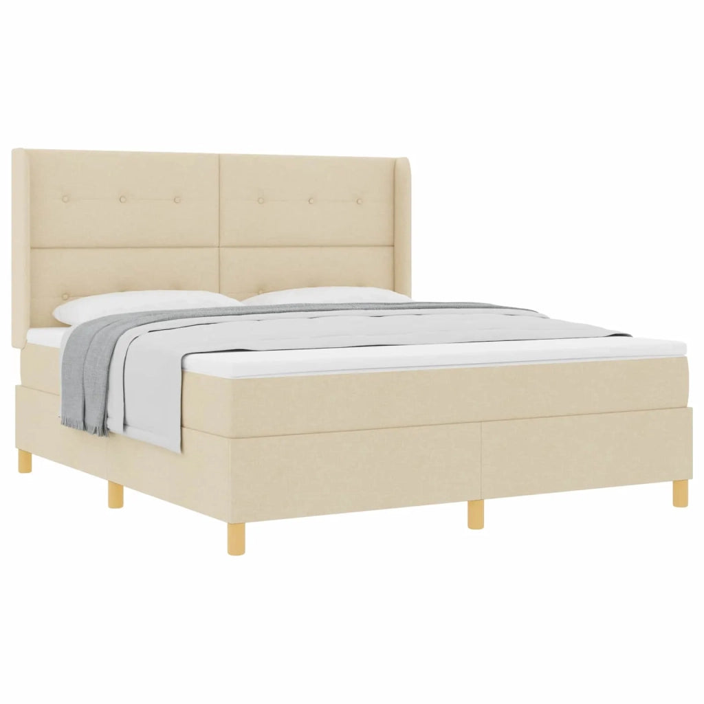 Letto a molle con materasso Crema 180 x 200 cm Tessuto 3341852