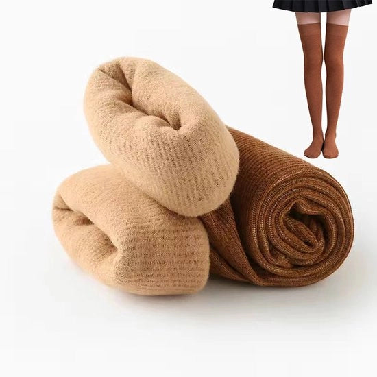 Set di calze per donna fino alla caviglia, imbottite con imbottitura in fleece per calore, morbide e respiranti, con compressione leggera per effetto dimagrante e formatore, 53cm, Caramello.