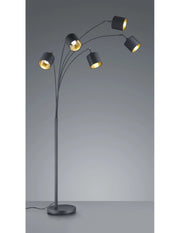 Piantana Tommy Nero 5xE14 Tessuto Nero-Oro H200 cm Trio Lighting