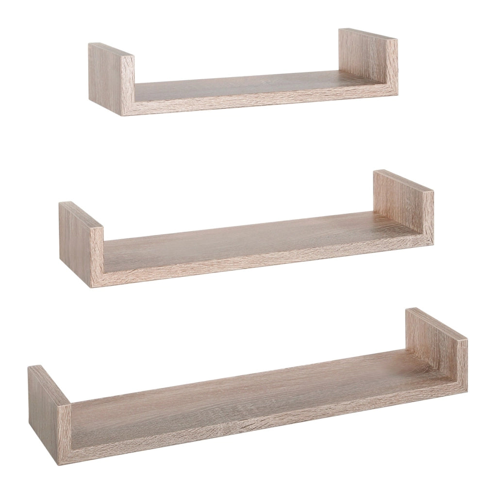Set 3 Mensole da Parete 60-50-40x15,5x8 cm in Fibra di Legno Calamita Rovere Sagerau