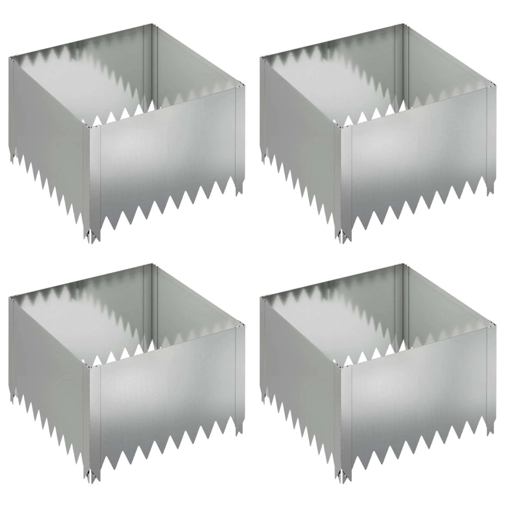 Bordura per Prato 4 pcs 60 x 60 x 35 cm Acciaio Argento 8008928