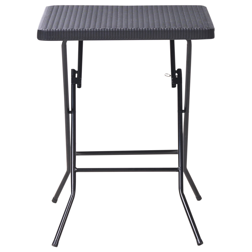 Set da bistrot con tavolo e 2 sedie Seduta e schienale in materiale sintetico Gambe in acciaio Pieghevole Resistente alle intemperie Nero