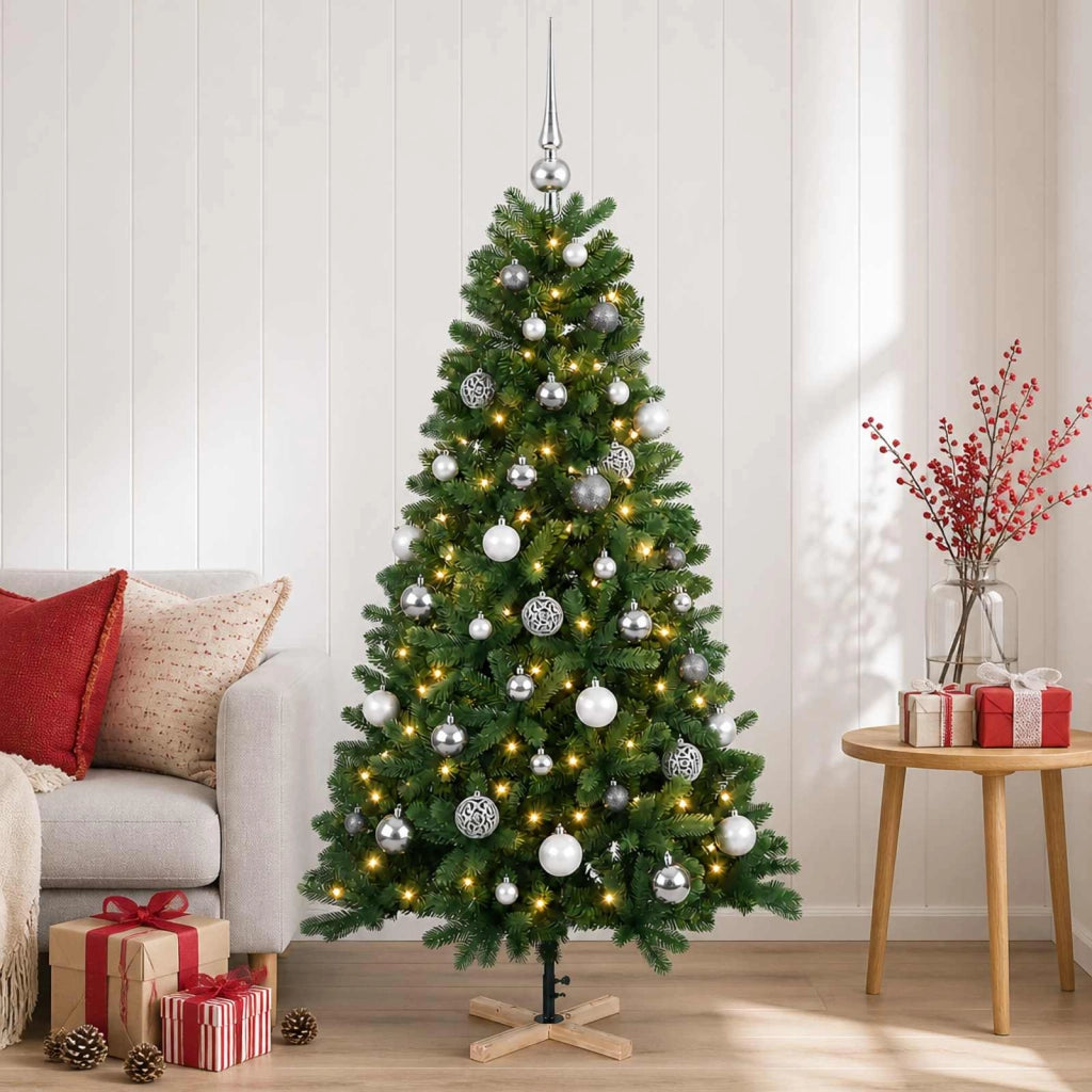 Albero di Natale artificiale con palline 120 cm 150 LED 3461400