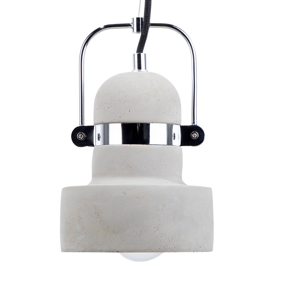 Lampadario Lampada a Sospensione Grigia Tonda Aperta in Calcestruzzo Paralume Piccolo Design Industriale