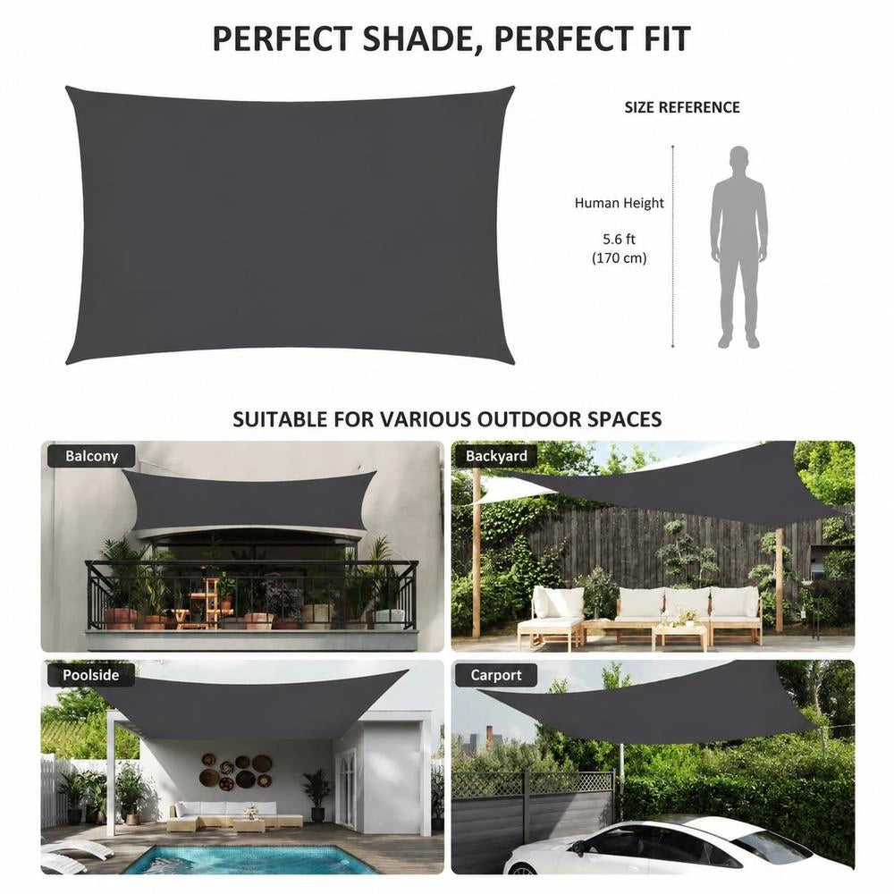 Rectangular Sunshade Sail Made Of Oxford Fabric, 3.5 X 4.5 M, Anthracite