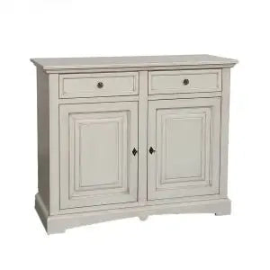 Credenza madia buffet in legno Shabby chic 2 ante chic mod goccia avorio anticato