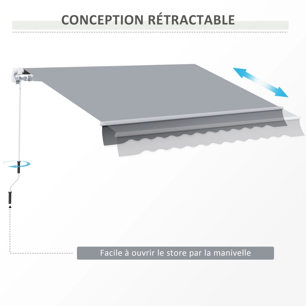 Tenda da esterno per terrazzo retrattile manuale ¨C Zephmum ¨C Grigio, 395x245 cm, alluminio e polyester