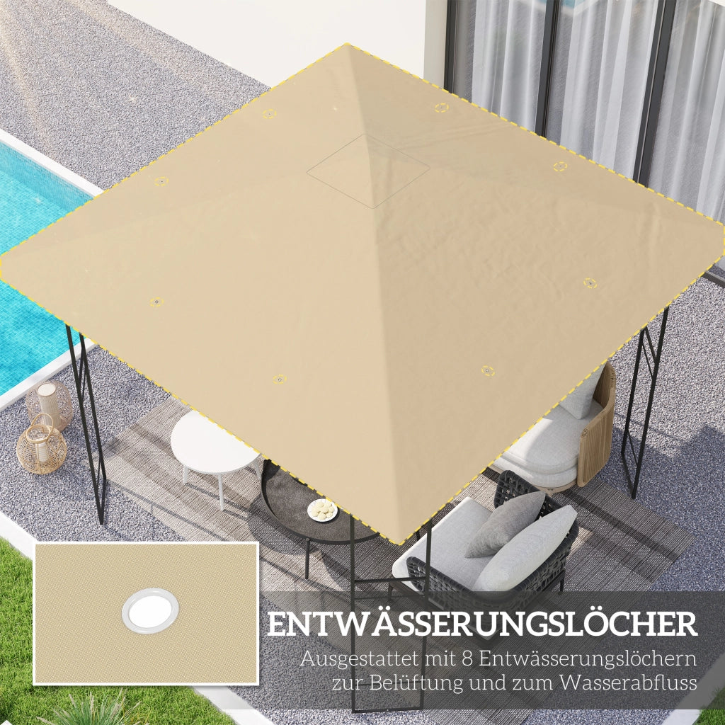 Copertura per gazebo 3x3 m ¨C zephmum ¨C tessuto Oxford 370 g/m2, impermeabile, UPF30+, beige