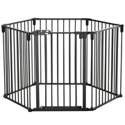 EasyComfort Cancelletto di Sicurezza Pieghevole 6 Sezioni, Cancellino Barriera per Cani in Acciaio, Sistema di Blocco e Chiusura Automatica, Nero
