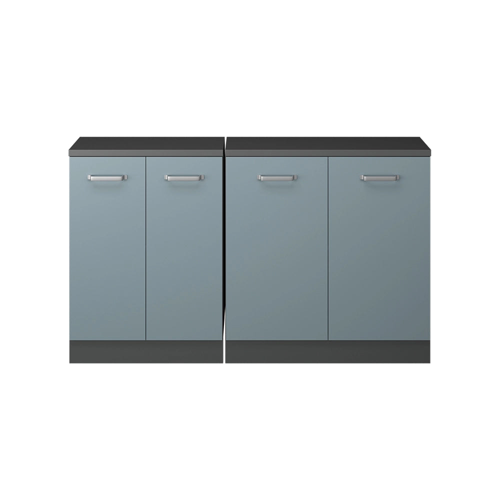 Mobile cucina sottotetto R-Line Grigio-blu/Antracite 140 cm Set di 2 carcasse armadio profondità 60 cm Vicco