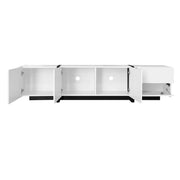 Mobile TV con 3 Ante; 1 Cassetto e 1 Anta a Ribalta; Bianco Lucido; Piedi Neri; 170??30??39 cm