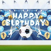 Banniere di compleanno tema calcio - decorazione di festa - banniere blu - buon compleanno - 1 anno - festa di compleanno