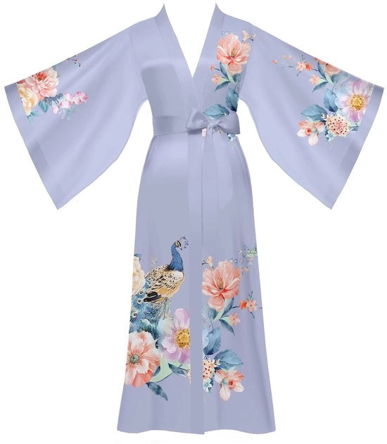 Sarelli kimono a fiamma, giubbotto da camera leggero, kimono, pigiama da bagno in seta, abito da spiaggia per donne, pigiama leggero (lavanda)